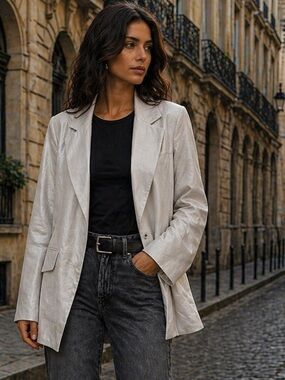 Spiegel Metallic Silver-Tone Blazer